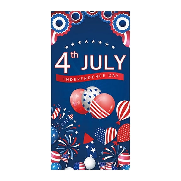4th of July Porch Sign, 35x70 Inch Patriotic Flag Door Cover for Independence Day, Fade-Resistant Outdoor Holiday Decoration