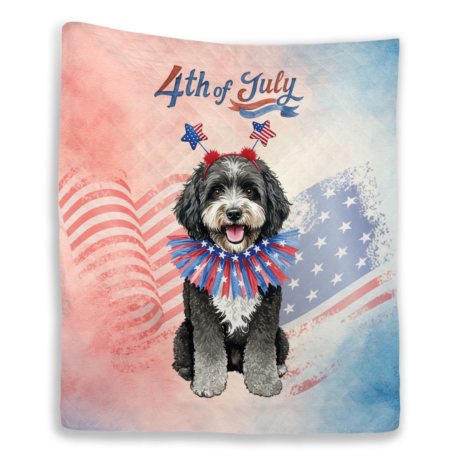 4th of July Portuguese Water Dog Celebrates Independence Day Quilt ...