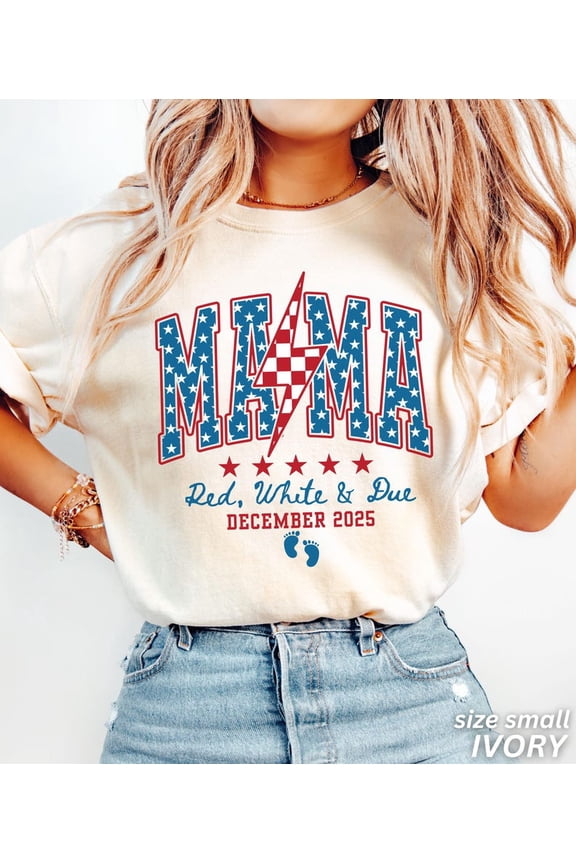 4th of July Pregnancy Announcement Shirt, American Mama, Red White and Due, Patriotic Maternity Tee, July Fourth Shirt for Mom to Be TH240506