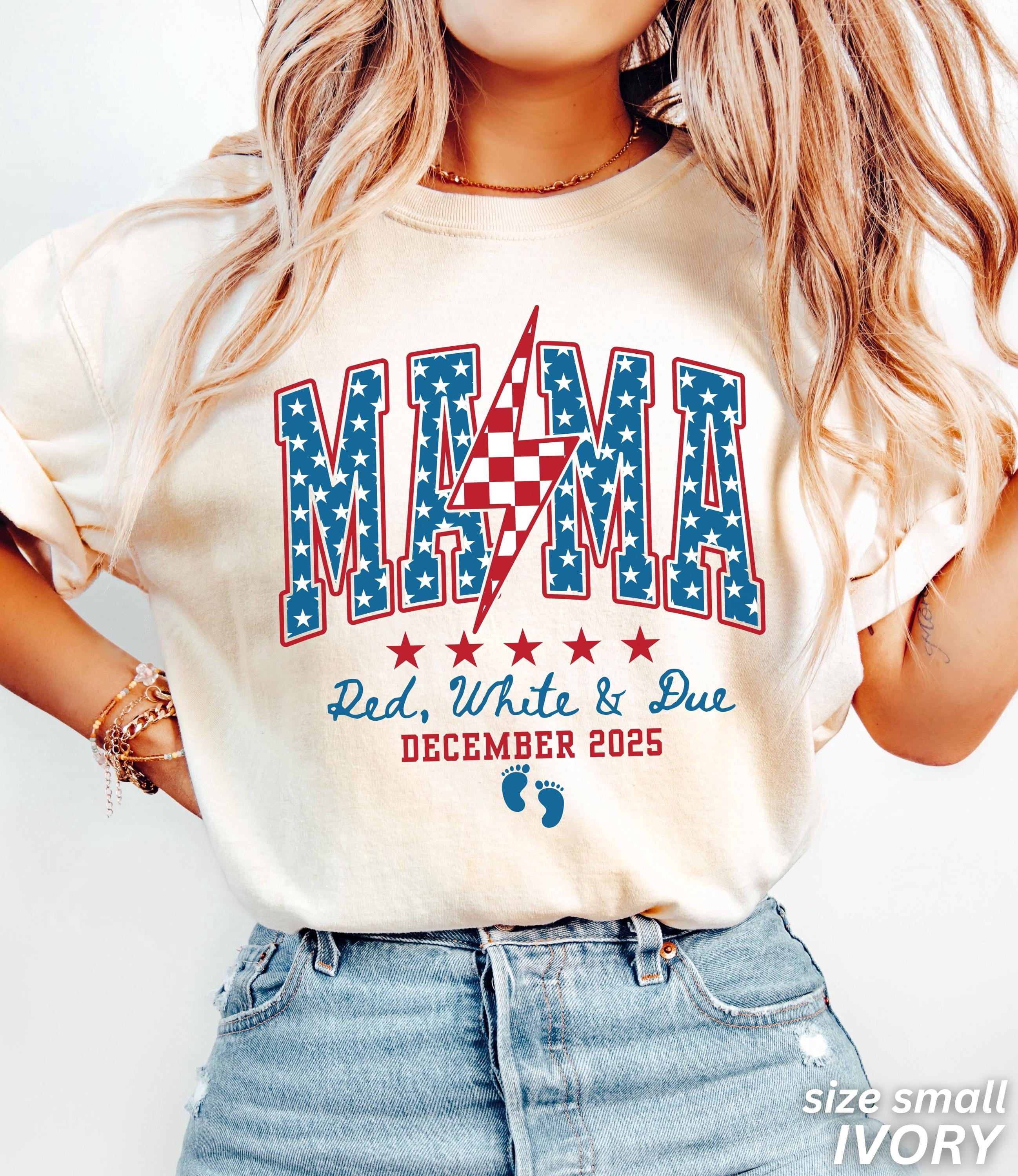 4th of July Pregnancy Announcement Shirt American Mama Red White and ...