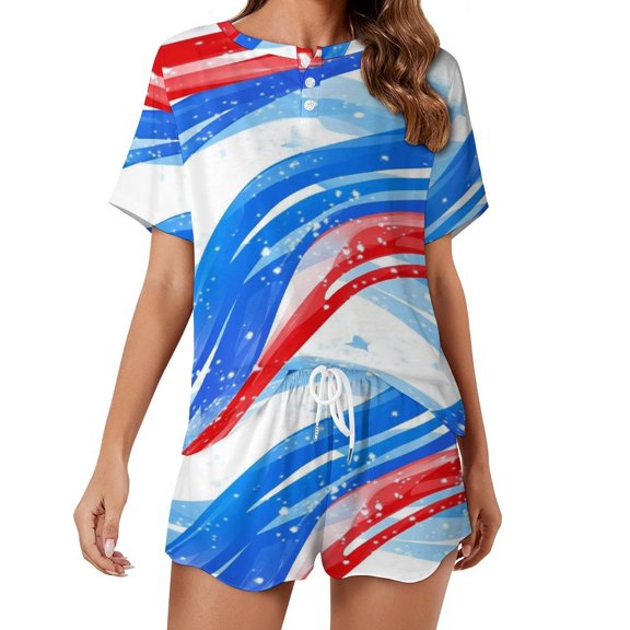 4th of July Print Women'S Pajamas Set Summer Sleepwear Sets 2 Piece Lounge Set
