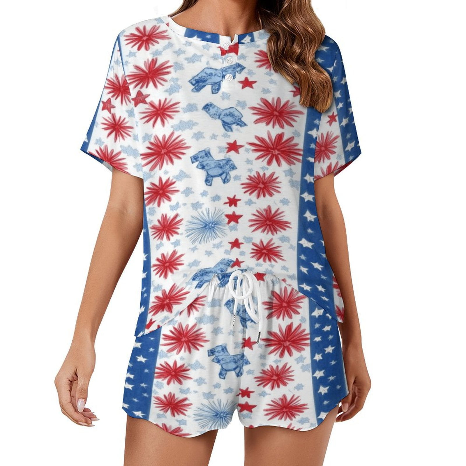 4th of July Print Women'S Pajamas Set Summer Sleepwear Sets 2 Piece ...