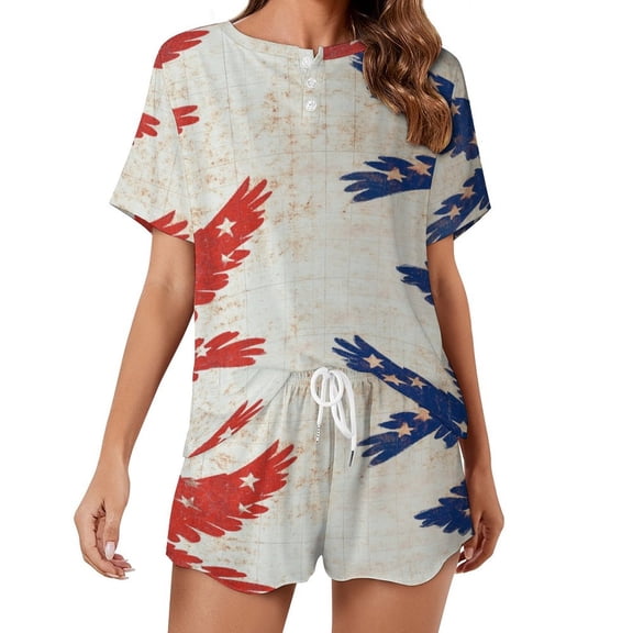 4th of July Print Women'S Pajamas Set Summer Sleepwear Sets 2 Piece Lounge Set