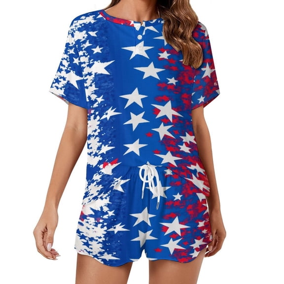 4th of July Print Women'S Pajamas Set Summer Sleepwear Sets 2 Piece Lounge Set
