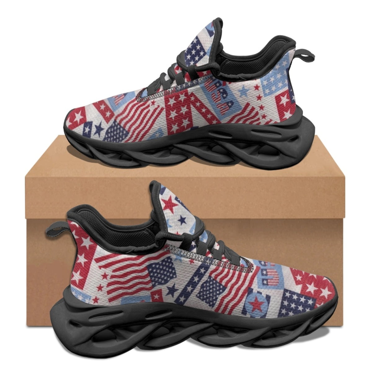 4th of July Printed Sneakers for Women Summer New Outdoor Sports