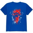 thumbnail image 1 of 4th of July Puppy Dog Paw Print Stars and Splatters Youth T Shirt Royal YXL, 1 of 1