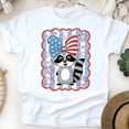 thumbnail image 1 of 4th of July Raccoon Shirt, Funny Animal Graphic Tee with Fireworks and Bow, White, Size XL, 1 of 6
