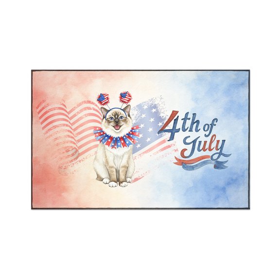 4th of July Ragdoll Celebrates Independence Day Indoor Rug Cat Lover Kitten Owner Gifts Idea Carpet Living Bed Room Sofa Home Decor - 12010
