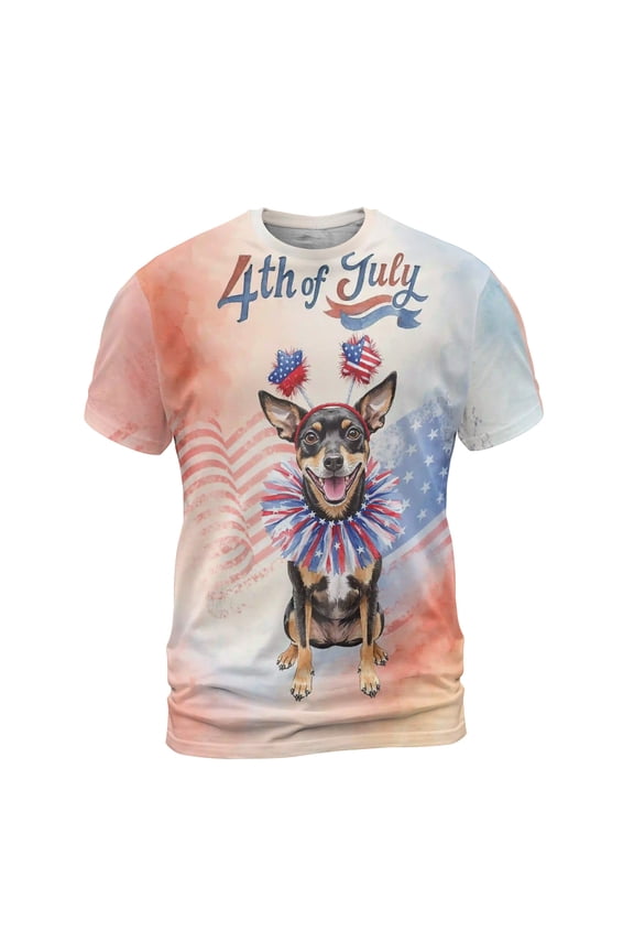 4th of July Rat Terrier Celebrates Independence Day All Over Print 3D Shirt Unisex Merch Ratty Dog Lover - 12010