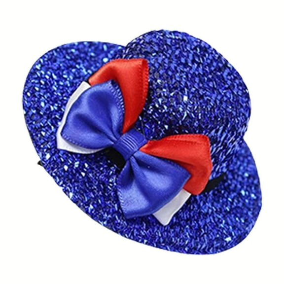4th of July Red White Blue Hair Clips for Women Girls, American Flag Hat Shape Hair Clip Barrettes Independence Day Patriotic Hair Accessories