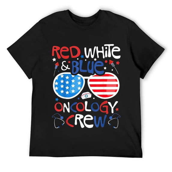 4th of July Red White Blue Oncology Crew Patriotic Nurse Mens T-Shirt Black L
