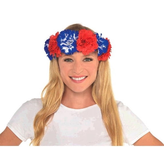 4th of July Red White and Blue Flower Head Wreath (1ct)