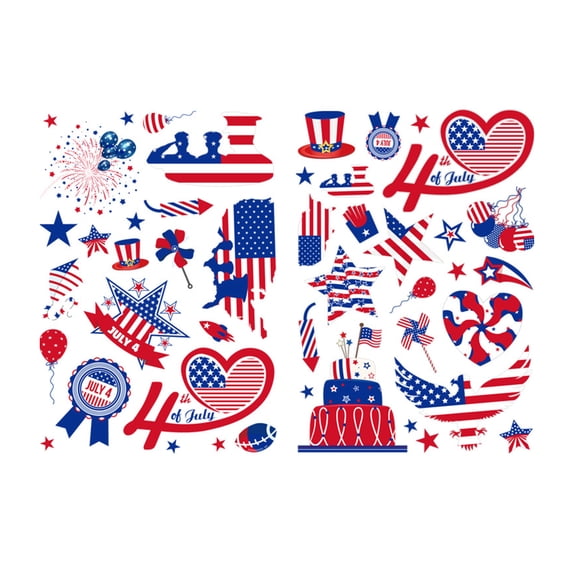 4th of July Removable Window Stickers, USA Themed Independence Day Window Clings, Temporary Holiday Glass Decals for Home & Party Decor