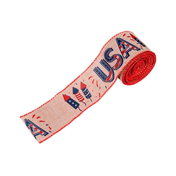 4th of July Ribbon Patriotic Ribbon Star USA-Flag Ribbons Edges Ribbons Craft for Independence Day Decoration