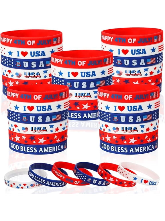 4th of July Rubber Bracelets 36 Piece
