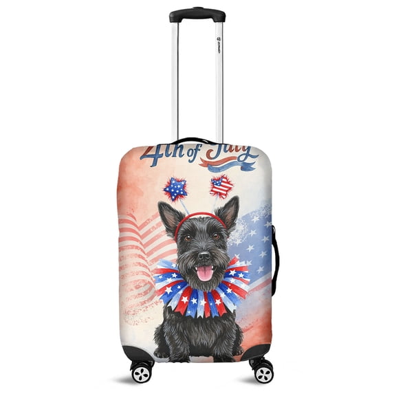 4th of July Scottish Terrier Celebrates Independence Day Travel Luggage Cover Scottie Dog Lover Gifts Suitcase Dust Protective Decor - 12010