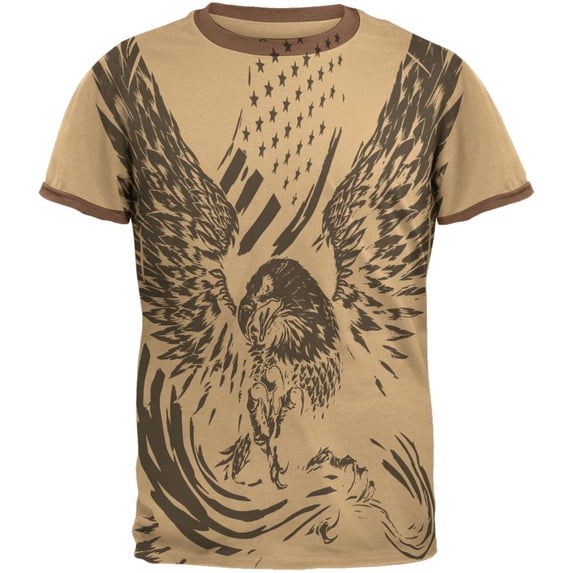 4th of July Screaming Eagle American Flag Mens Ringer T Shirt