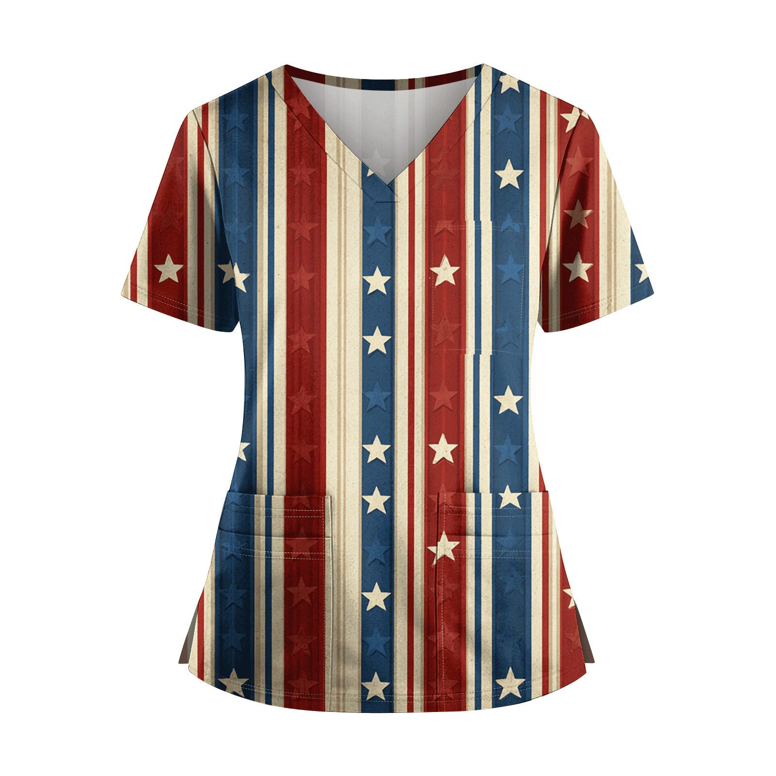 4th of July Scrub Tops Women Independence Day Short Sleeve Nursing ...