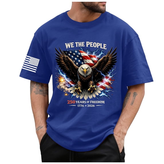 4th of July Shirt Men 250 Years American Anniversary Shirt 250th Anniversary Gifts (Blue,XX)
