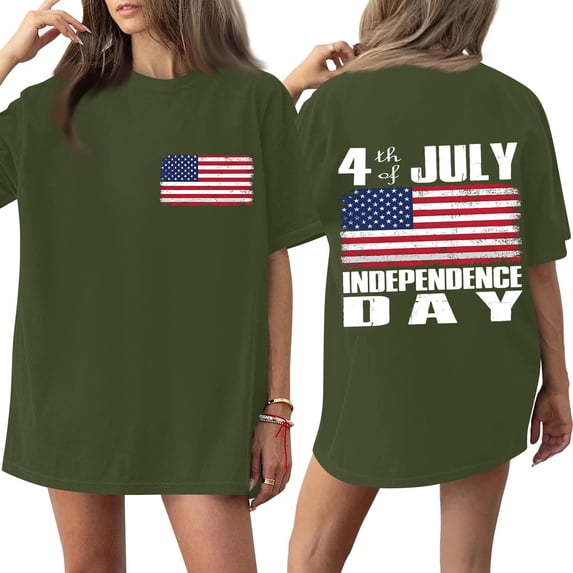 4th of July Shirt Sleeve Tops for Women, 250th Anniversary USA T-shirt, Working & Daily Independence Day Printed Pullover
