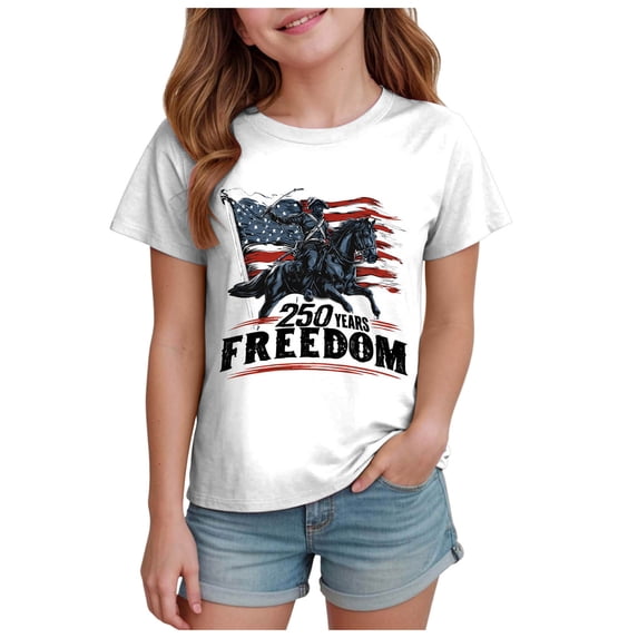 Patriotic Shirts for Girls Boys 4th of July T Shirts American Flag Graphic Tees Tops Short Sleeve Fourth of July Outfits USA Polo Shirt,White