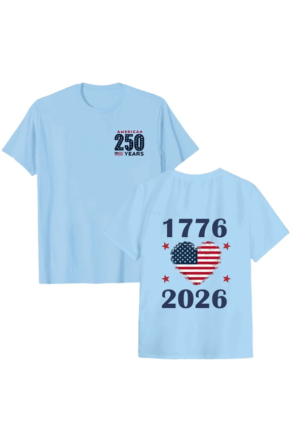 4th of July Shirts 250th America Anniversary Independence 250 Years of Freedom Womens T-Shirt Sky Blue,XXL
