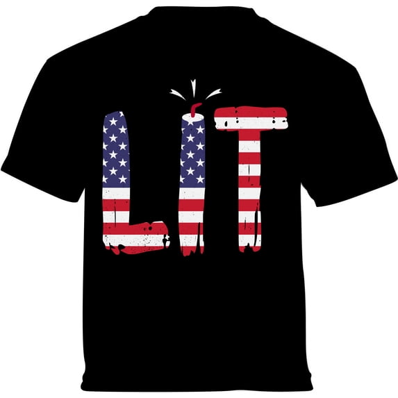 4th of July Shirts Boys Girls - Funny Humor Novelty Graphic Tees - USA American Flag Lit Toddler Size 2T 3T 4T 5/6T
