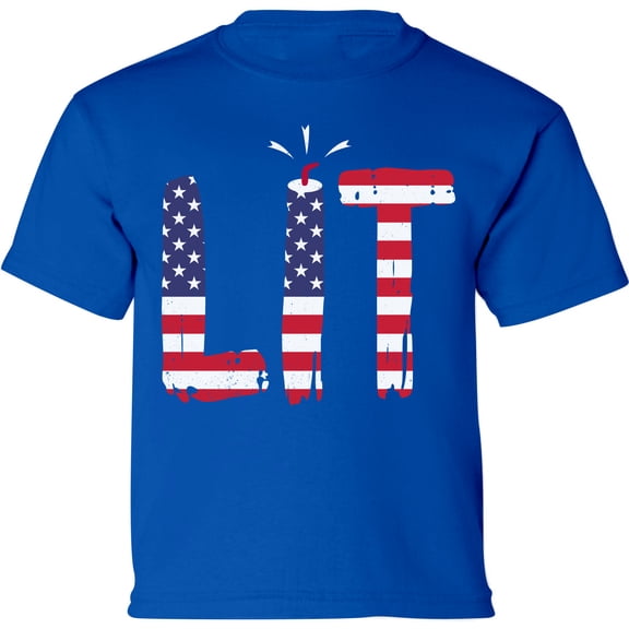 4th of July Shirts Boys Girls - Funny Humor Novelty Graphic Tees - USA American Flag Lit Toddler Size 2T 3T 4T 5/6T