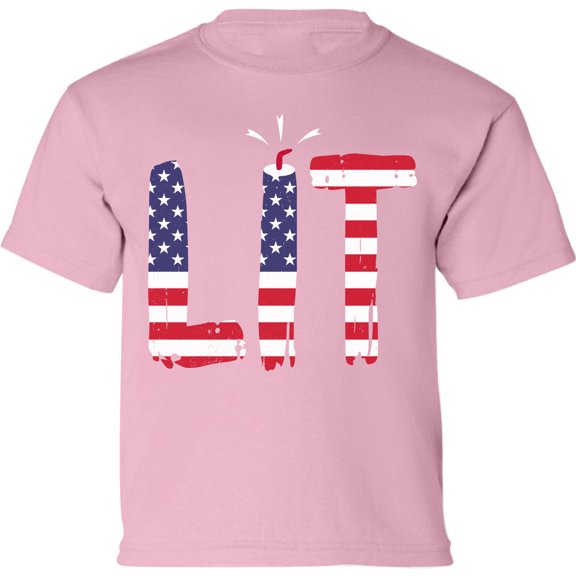 4th of July Shirts Boys Girls - Funny Humor Novelty Graphic Tees - USA American Flag Lit Toddler Size 2T 3T 4T 5/6T