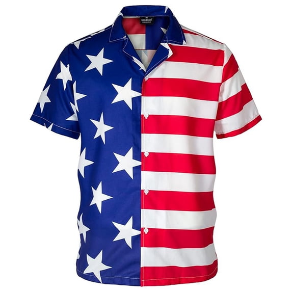 4th of July Shirts For Mens American Flag Print Short Sleeve Collared Button Down Shirt Loose Casual Basic Work Tee Vacation Clothes Red XXXXXL