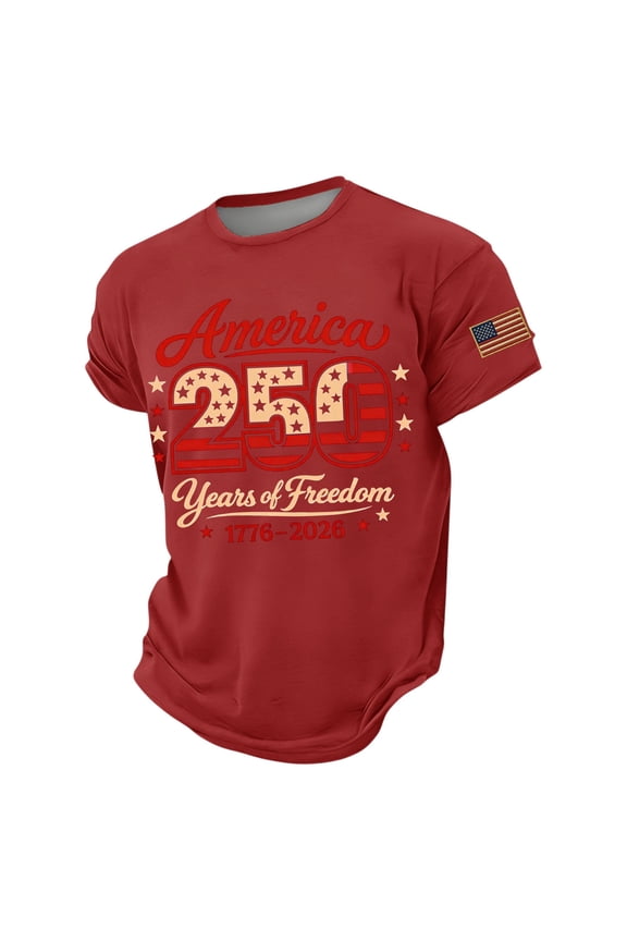 4th of July Shirts Men Crewneck Patriotic T-Shirt American Flag Stars Graphic Short Sleeve Tee Tops