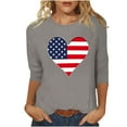 thumbnail image 1 of 4th of July Shirts Women American Flag 3/4 Sleeve Shirt Tops Casual Summer T Shirt Patriotic Tees, 1 of 3