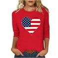 thumbnail image 1 of 4th of July Shirts Women American Flag 3/4 Sleeve Shirt Tops Casual Summer T Shirt Patriotic Tees, 1 of 3
