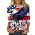 thumbnail image 1 of 4th of July Shirts Women Cotton 3/4 Length Sleeve Tunic Tops Patriotic American Flag Shirt, 1 of 4