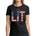 thumbnail image 1 of 4th of July Shirts Women - Funny Humor Novelty Graphic Tees - USA American Flag Lit, 1 of 2