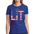 thumbnail image 1 of 4th of July Shirts Women - Funny Humor Novelty Graphic Tees - USA American Flag Lit, 1 of 2