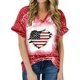 4th of July Shirts Women Trendy TieDye Usa Heart Flag Print Tshirts
