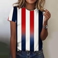 thumbnail image 1 of 4th of July Shirts Women USA T-Shirt American Flag Crew Neck Tee Tops, 1 of 7