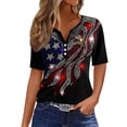 thumbnail image 1 of 4th of July Shirts Women V Neck Button Tops Henley Tunic T Shirts 2026 Summer Short Sleeve Tees, 1 of 4