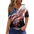thumbnail image 1 of 4th of July Shirts Women V Neck Button Tops Henley Tunic T Shirts 2026 Summer Short Sleeve Tees, 1 of 4