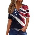 thumbnail image 1 of 4th of July Shirts Women V Neck Button Tops Henley Tunic T Shirts 2026 Summer Short Sleeve Tees, 1 of 4