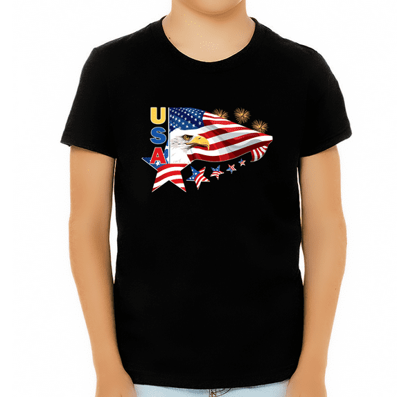 4th of July Shirts for Boys USA Shirt American Eagle Shirts for Boys American Flag Patriotic Shirts