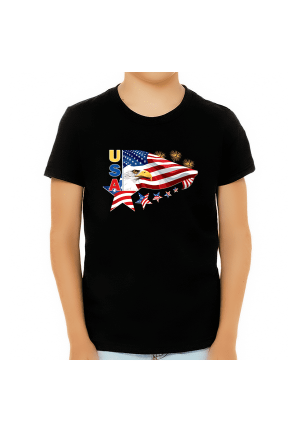 4th of July Shirts for Boys USA Shirt American Eagle Shirts for Boys American Flag Patriotic Shirts