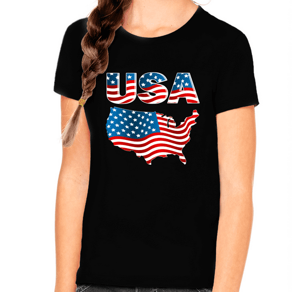 4th of July Shirts for Girls USA Shirt American Flag Shirt for Kids Patriotic Shirts for Girls