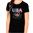 thumbnail image 1 of 4th of July Shirts for Girls USA Shirt Patriotic Shirts for Girls Peace Sign US Flag American Flag Shirt, 1 of 5