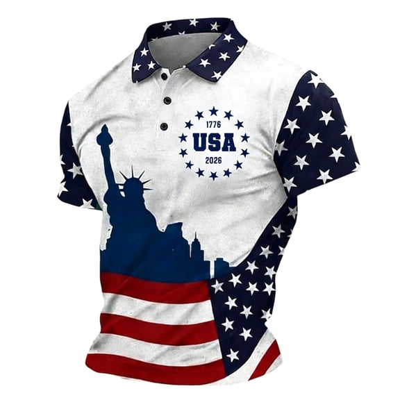Mens Polo Shirts Big and Tall Plus Size Golf Tees 250 Anniversary US Flag 4th of July Patriotic Tshirts