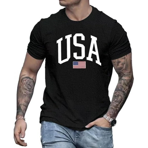 4th of July Shirts for Men American Flag Patriotic T-Shirt Independence Day Graphic Tee Tops Tops Tee