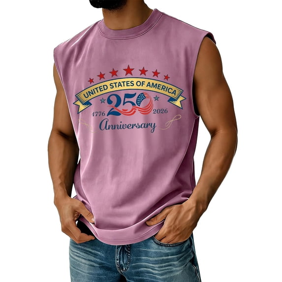 4th of July Shirts for Men Summer Hawaii Vacation Graphic Muscle Sleeveless Shirts