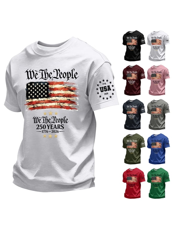 4th of July Shirts for Men USA American Flag T-Shirt Memorial Day Patriotic Casual Crew Neck Short Sleeve Tee Tops,3XL,White #5