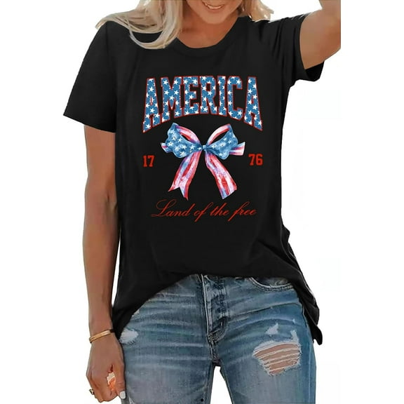 4th of July Shirts for Women America Printed Tshirt Patriotic Vintage USA Tee Tops Tops Tee